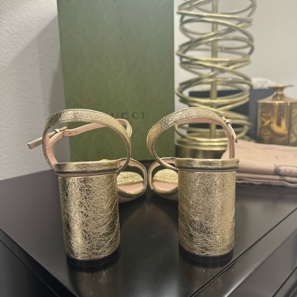 Gucci Marmont GG City Sandal Metallic Gold 37 - Picture 6 of 9